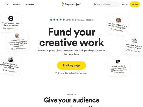 Buy Me a Coffee：美国创作者接受粉丝支持与会员服务的首选平台