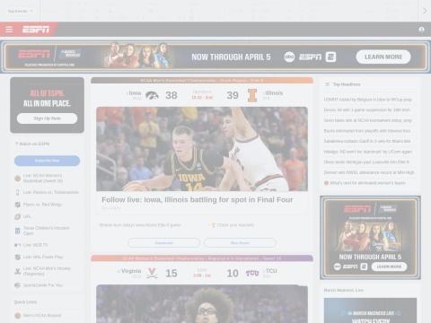 ESPN官网 - 美国体育媒体巨头，全球体育迷的实时比分与赛事直播首选平台