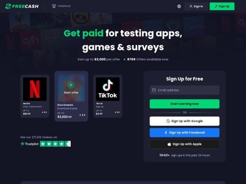 Freecash 奖励任务平台