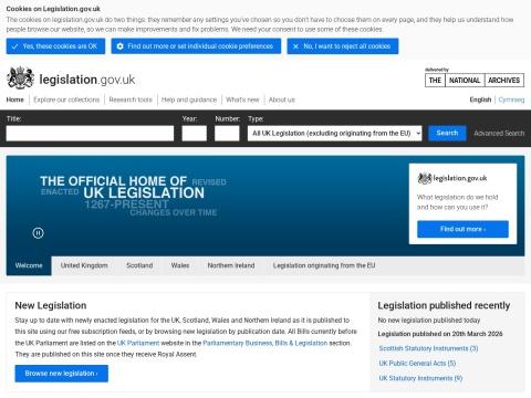 Legislation.gov.uk — 英国官方立法数据库（2026年最新权威法律文本平台）