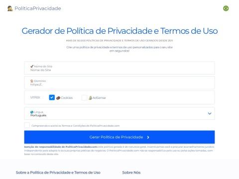PoliticaPrivacidade.com - 免费在线生成隐私政策与使用条款