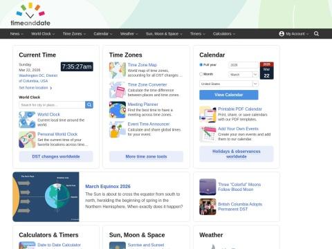 timeanddate.com - 全球领先的时间与天文信息服务平台