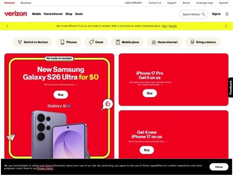 美国Verizon官网：5G网络、手机套餐与家庭互联网服务综合平台