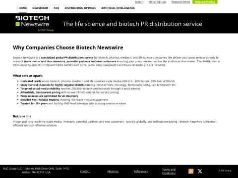 生命科学与生物技术新闻发布平台（Biotech Newswire）