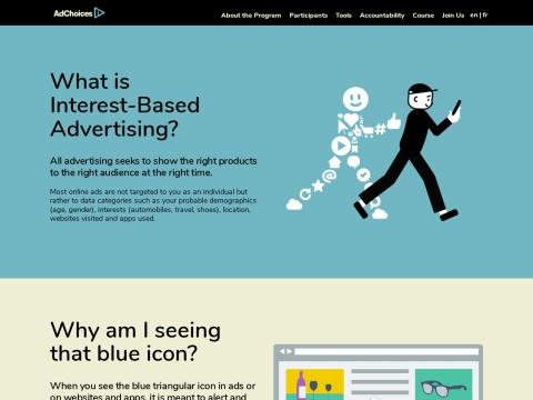 Your Ad Choices Canada - 加拿大在线广告隐私控制中心与蓝色图标说明